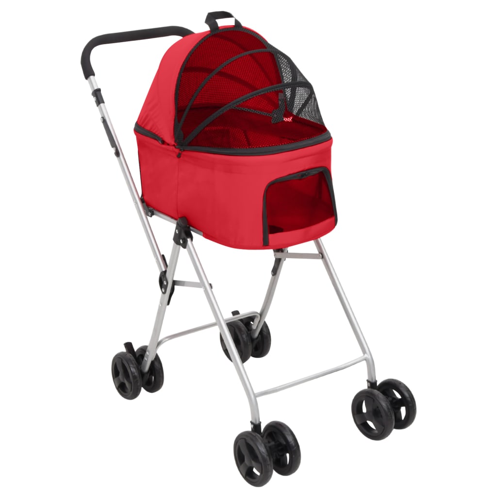 Passeggino Cani Pieghevole 2 Livelli Rosso 83x48x97cm Tessuto 172206