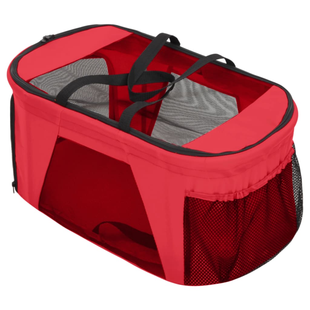 Passeggino Cani Pieghevole 2 Livelli Rosso 83x48x97cm Tessuto 172206