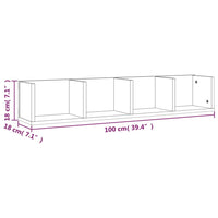 Mensola Muro Porta PC Rovere Fumo 100x18x18cm Legno Multistrato 826617