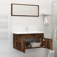 Set Mobili da Bagno 2 pz Rovere Fumo in Legno Multistratocod mxl 129225