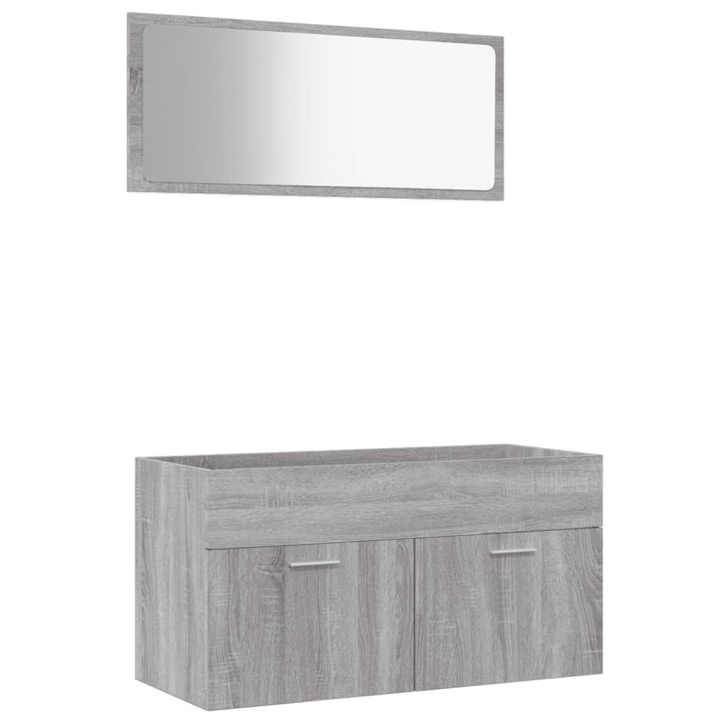 Set Mobili da Bagno 2 pz Grigio Sonoma in Legno Multistratocod mxl 105302