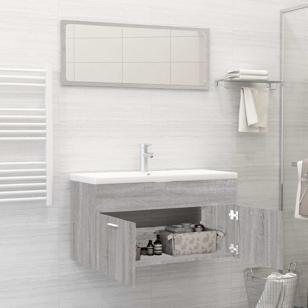 Set Mobili da Bagno 2 pz Grigio Sonoma in Legno Multistratocod mxl 105302