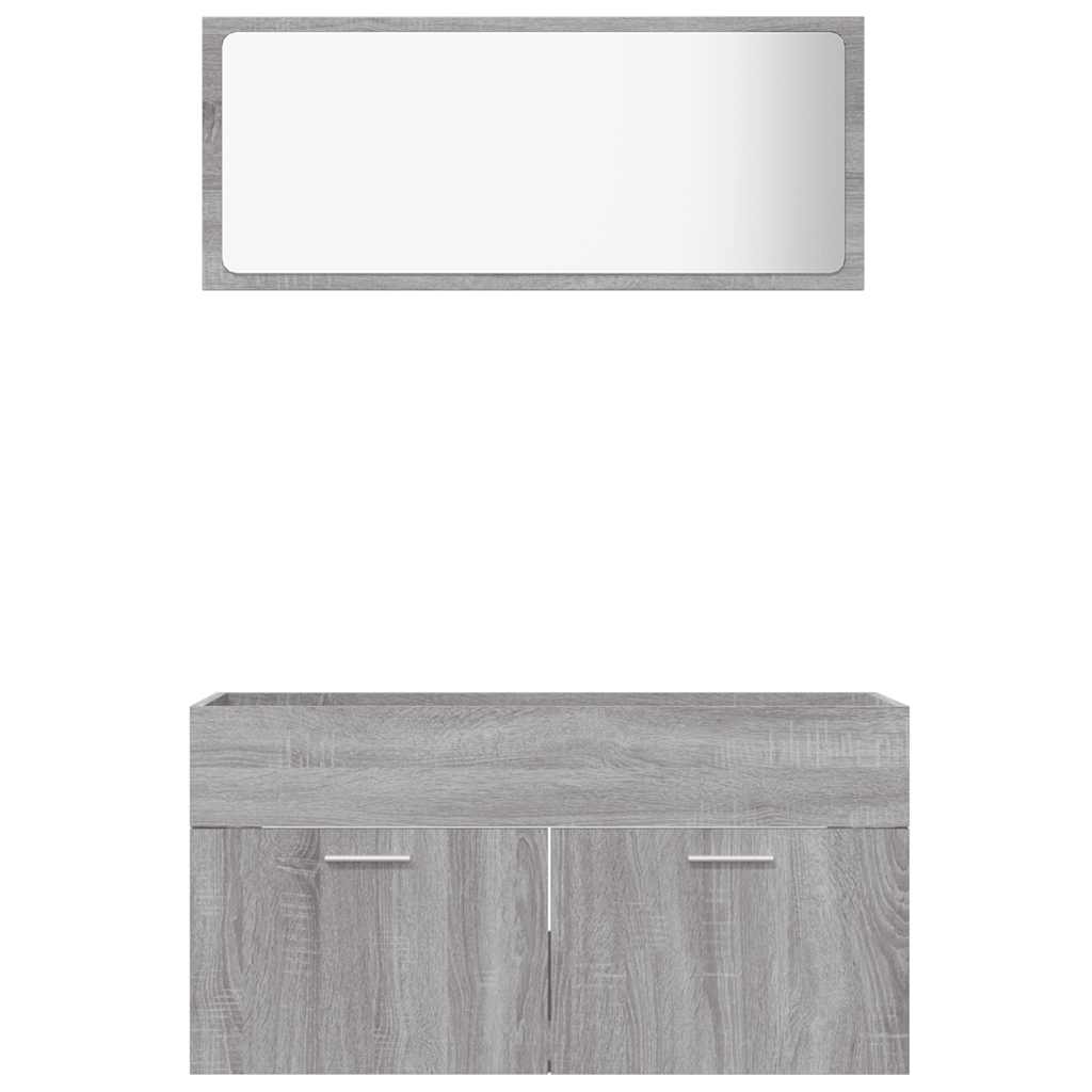 Set Mobili da Bagno 2 pz Grigio Sonoma in Legno Multistrato 826624