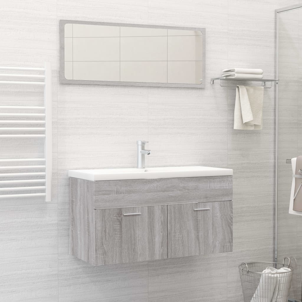 Set Mobili da Bagno 2 pz Grigio Sonoma in Legno Multistratocod mxl 105302