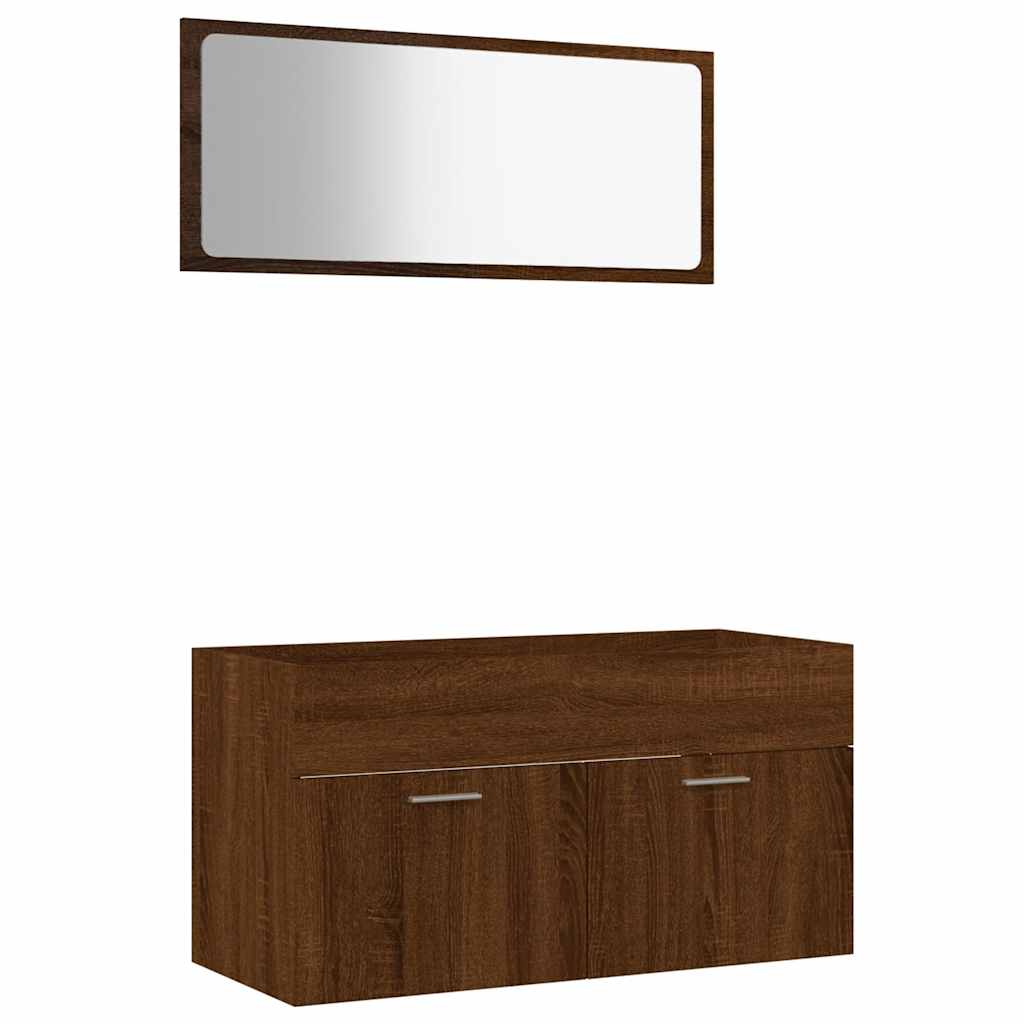 Set Mobili da Bagno 2 pz Rovere Marrone in Legno Multistrato 826625