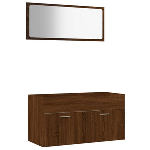 Set Mobili da Bagno 2 pz Rovere Marrone in Legno Multistrato 826625