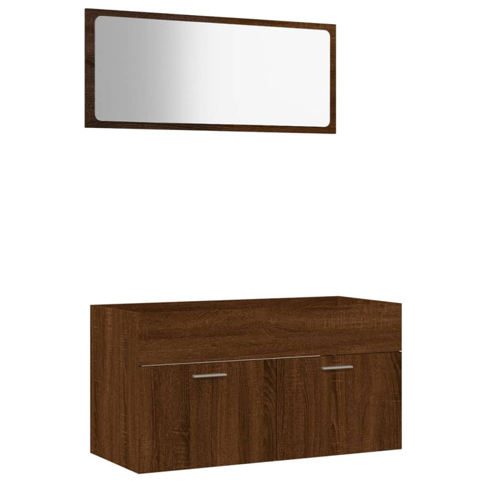 Set Mobili da Bagno 2 pz Rovere Marrone in Legno Multistratocod mxl 81302