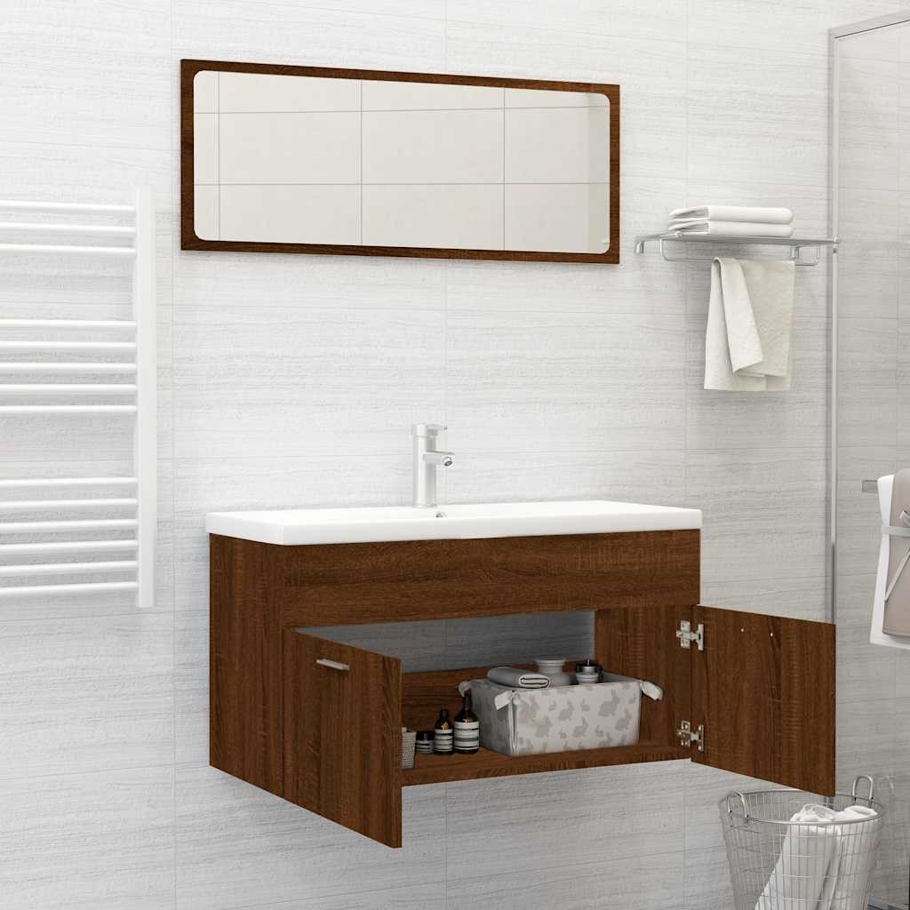 Set Mobili da Bagno 2 pz Rovere Marrone in Legno Multistrato 826625