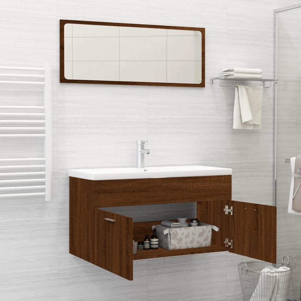 Set Mobili da Bagno 2 pz Rovere Marrone in Legno Multistratocod mxl 81302