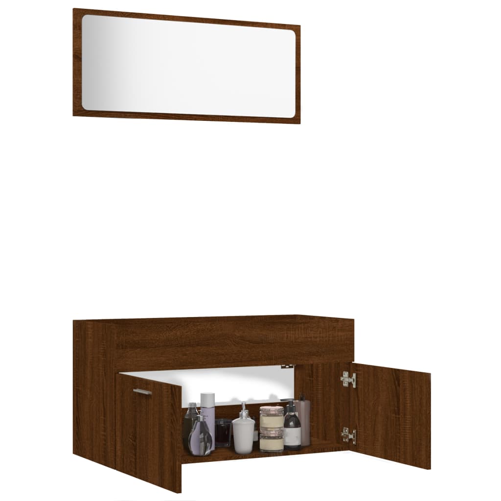 Set Mobili da Bagno 2 pz Rovere Marrone in Legno Multistrato 826625