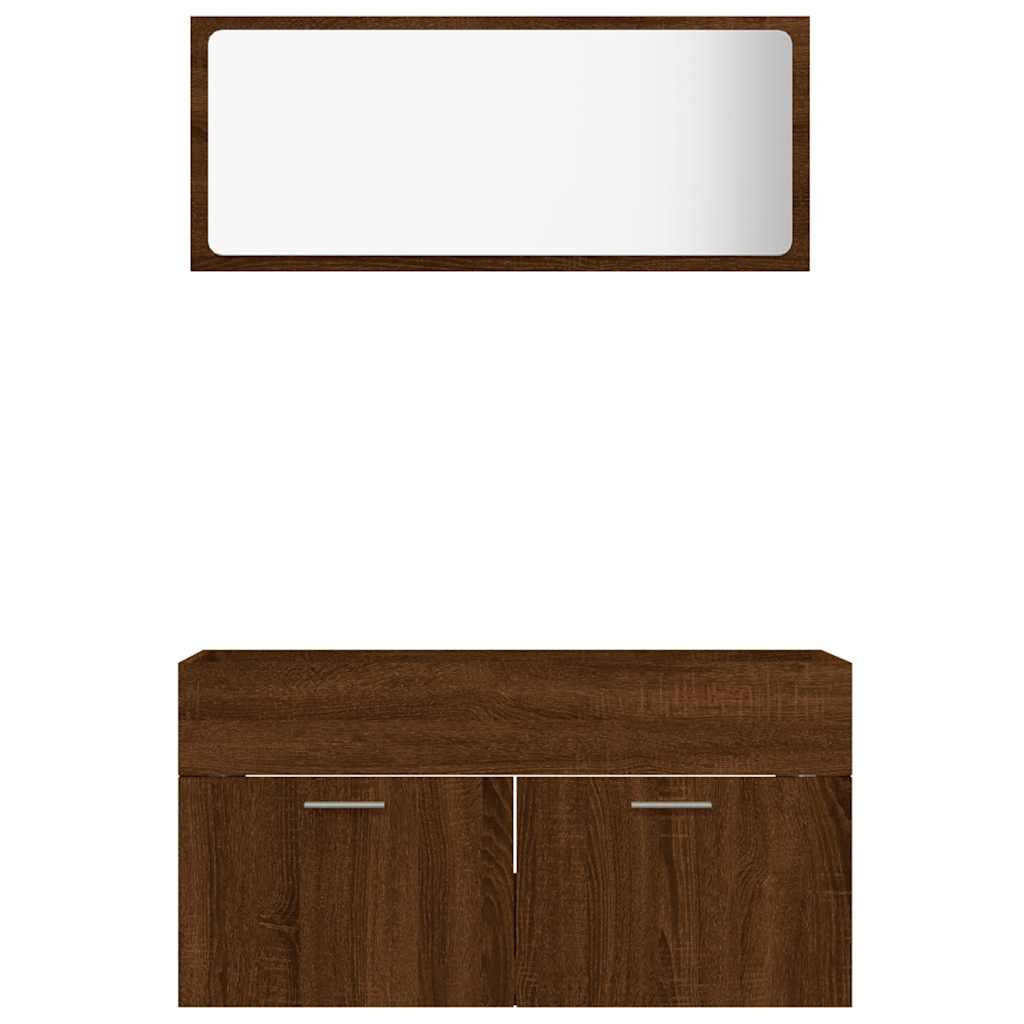 Set Mobili da Bagno 2 pz Rovere Marrone in Legno Multistrato 826625