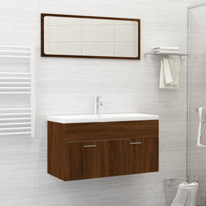 Set Mobili da Bagno 2 pz Rovere Marrone in Legno Multistrato 826625