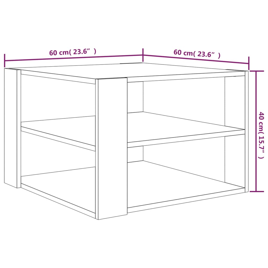 Tavolino da Salotto Rovere Marrone 60x60x40cm Legno Multistrato 826628