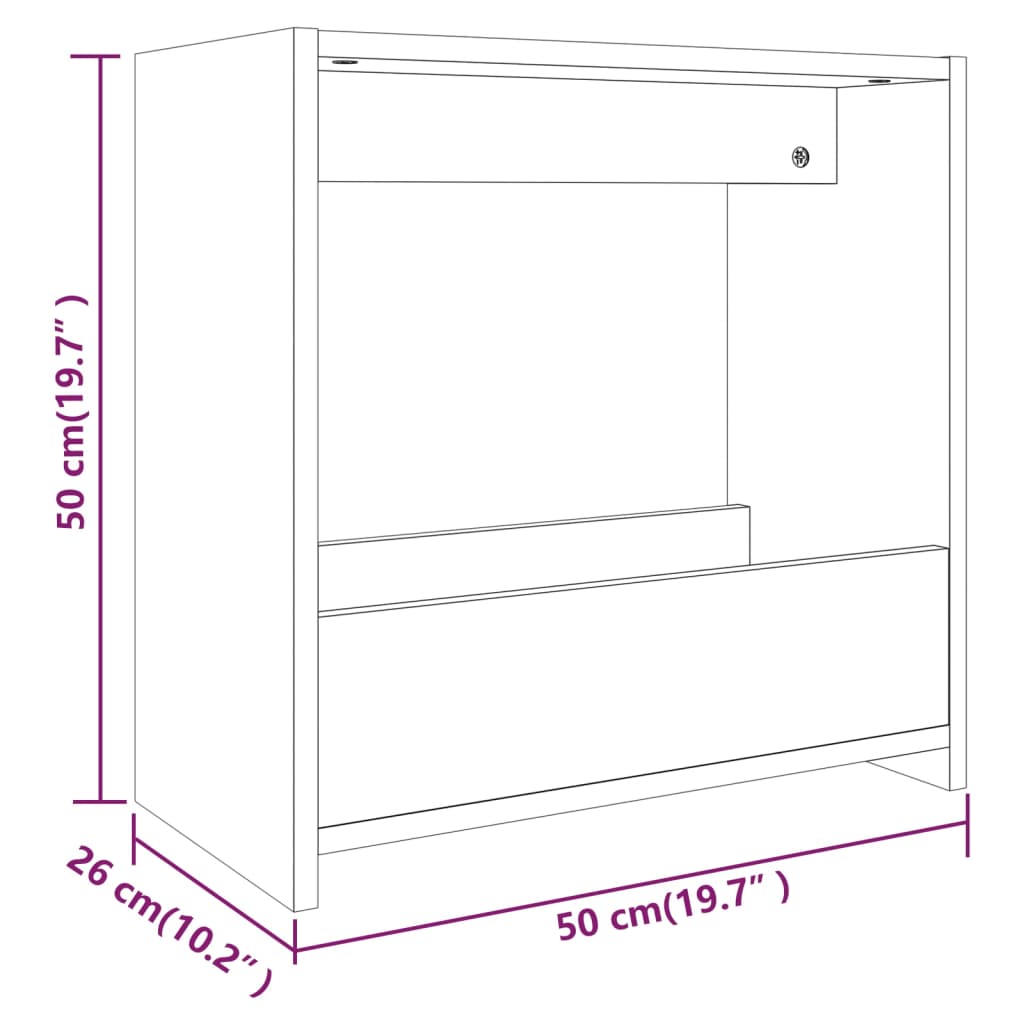 Tavolino Grigio Sonoma 50x26x50 cm in Legno Multistrato cod mxl 24085