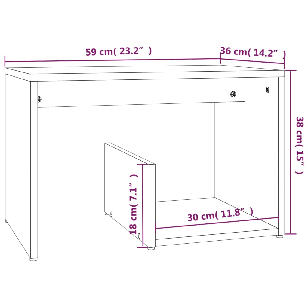 Tavolino Grigio Sonoma 59x36x38 cm in Legno Multistrato cod mxl 20048