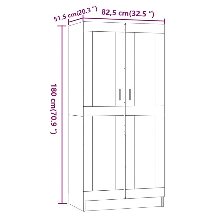 Armadio Rovere Fumo 82,5x51,5x180 cm in Legno Multistrato 826638