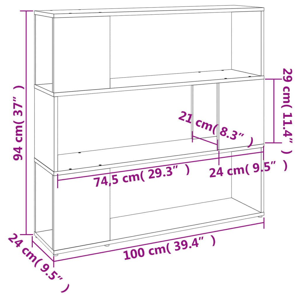 Libreria/Divisorio Rovere Fumo 100x24x94 cm 826647