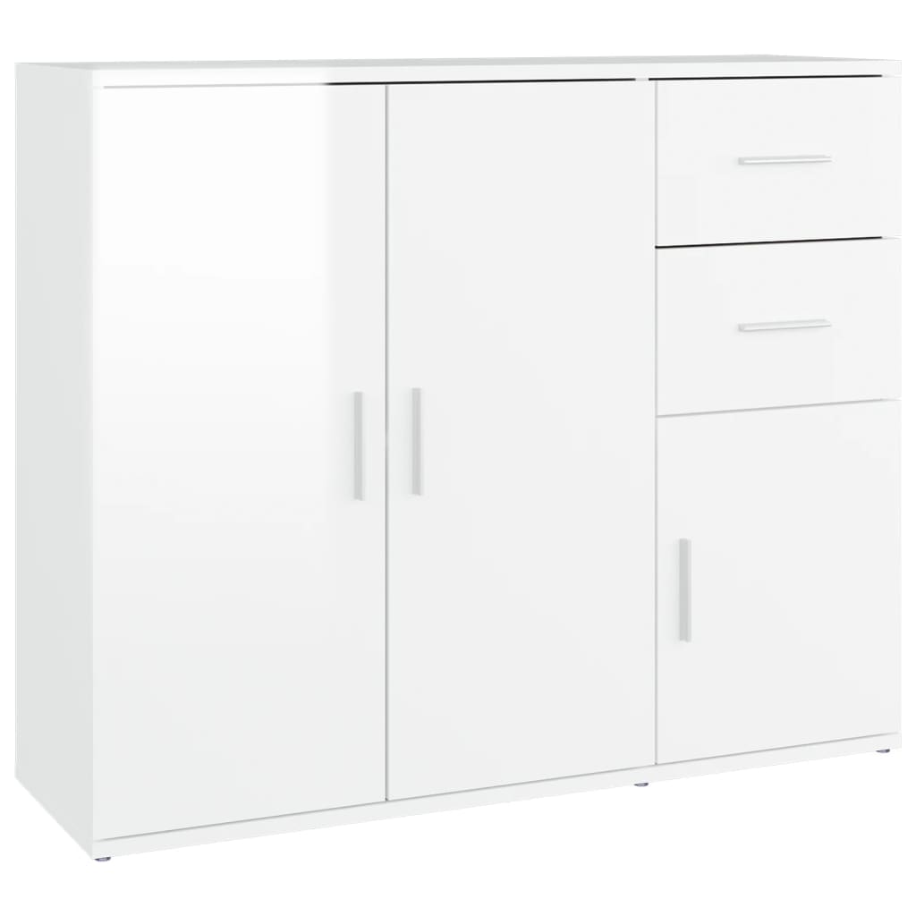 Credenza Bianco Lucido 91x29,5x75 cm in Legno Multistrato 823271