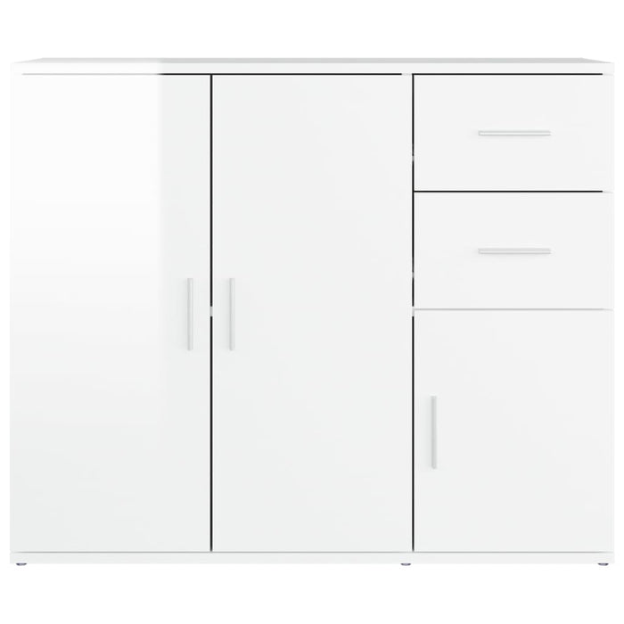 Credenza Bianco Lucido 91x29,5x75 cm in Legno Multistrato 823271