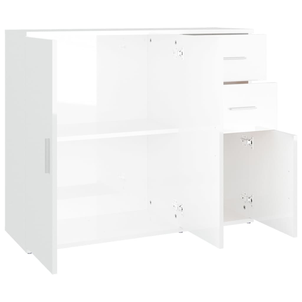 Credenza Bianco Lucido 91x29,5x75 cm in Legno Multistrato 823271