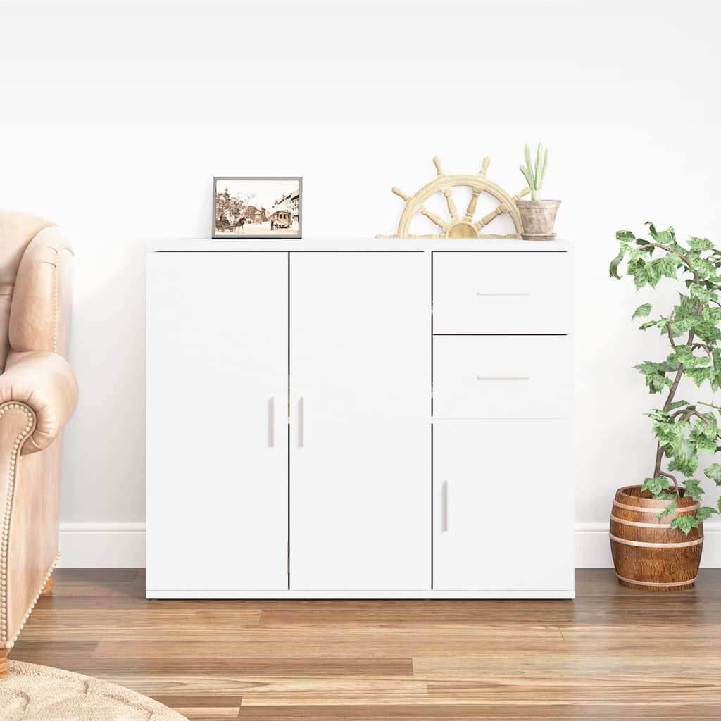 Credenza Bianco Lucido 91x29,5x75 cm in Legno Multistrato 823271