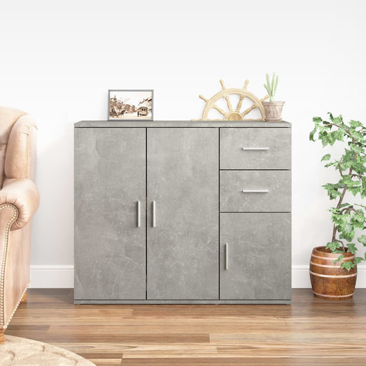 Credenza Grigio Cemento 91x29,5x75 cm in Legno Multistrato 823273