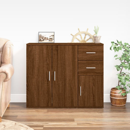 Credenza Rovere Marrone 91x29,5x75 cm in Legno Multistrato 823276