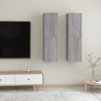 Mobili Porta TV a Parete 2 pz Grigio Sonoma 30,5x30x110 cmcod mxl 104521