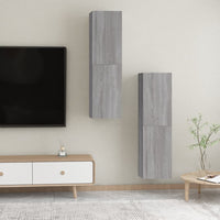 Mobili Porta TV a Parete 2 pz Grigio Sonoma 30,5x30x110 cm 826679