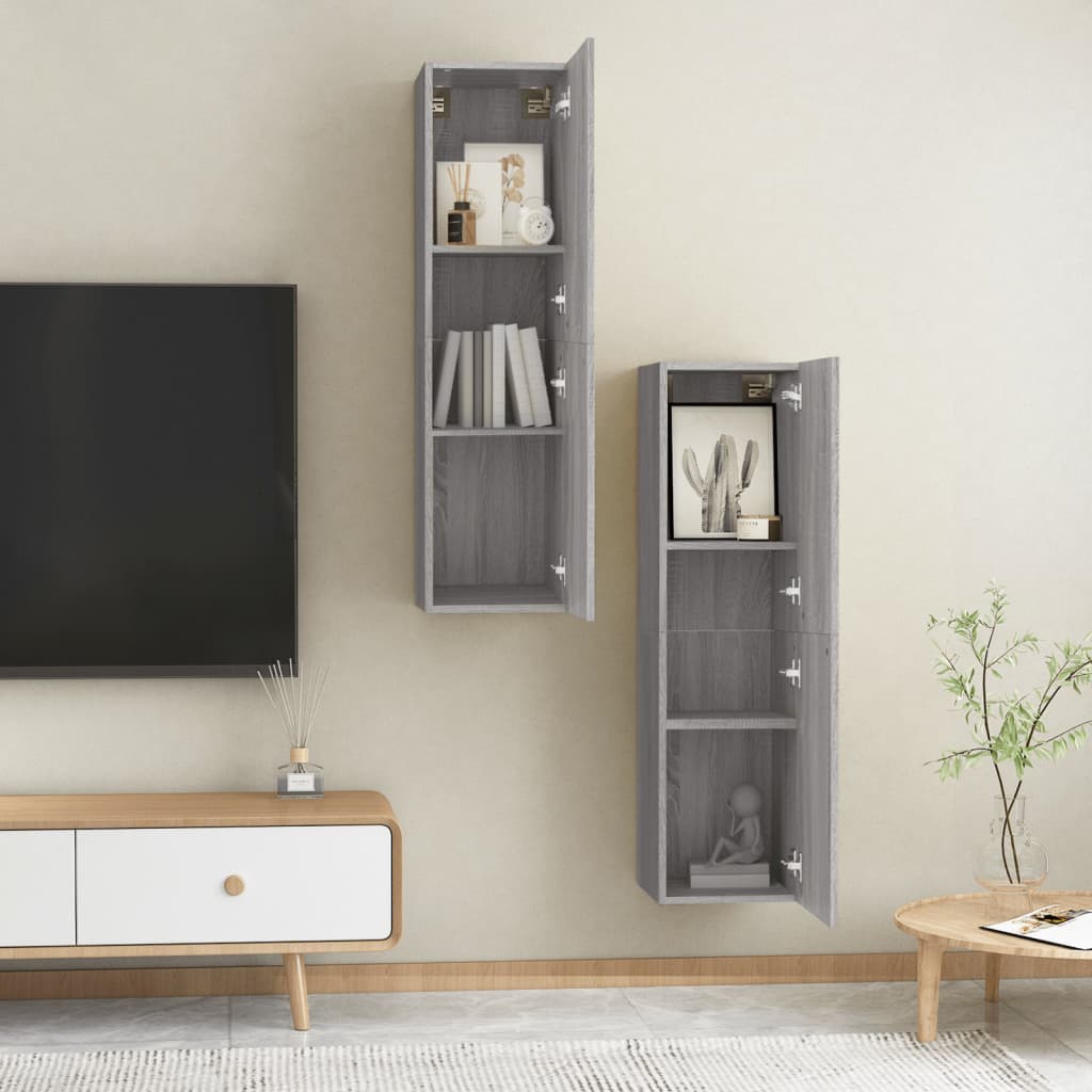 Mobili Porta TV a Parete 2 pz Grigio Sonoma 30,5x30x110 cm 826679