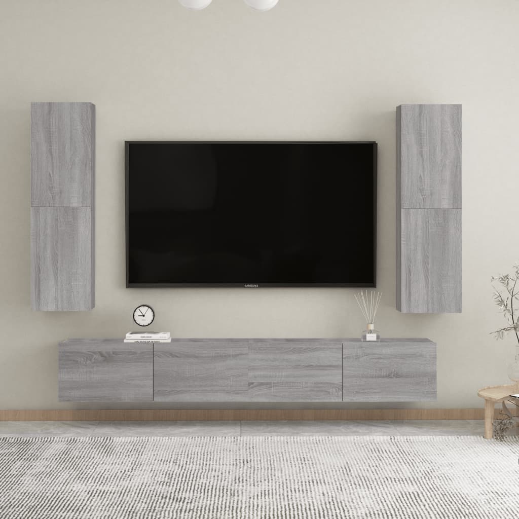 Mobili Porta TV a Parete 2 pz Grigio Sonoma 30,5x30x110 cm 826679