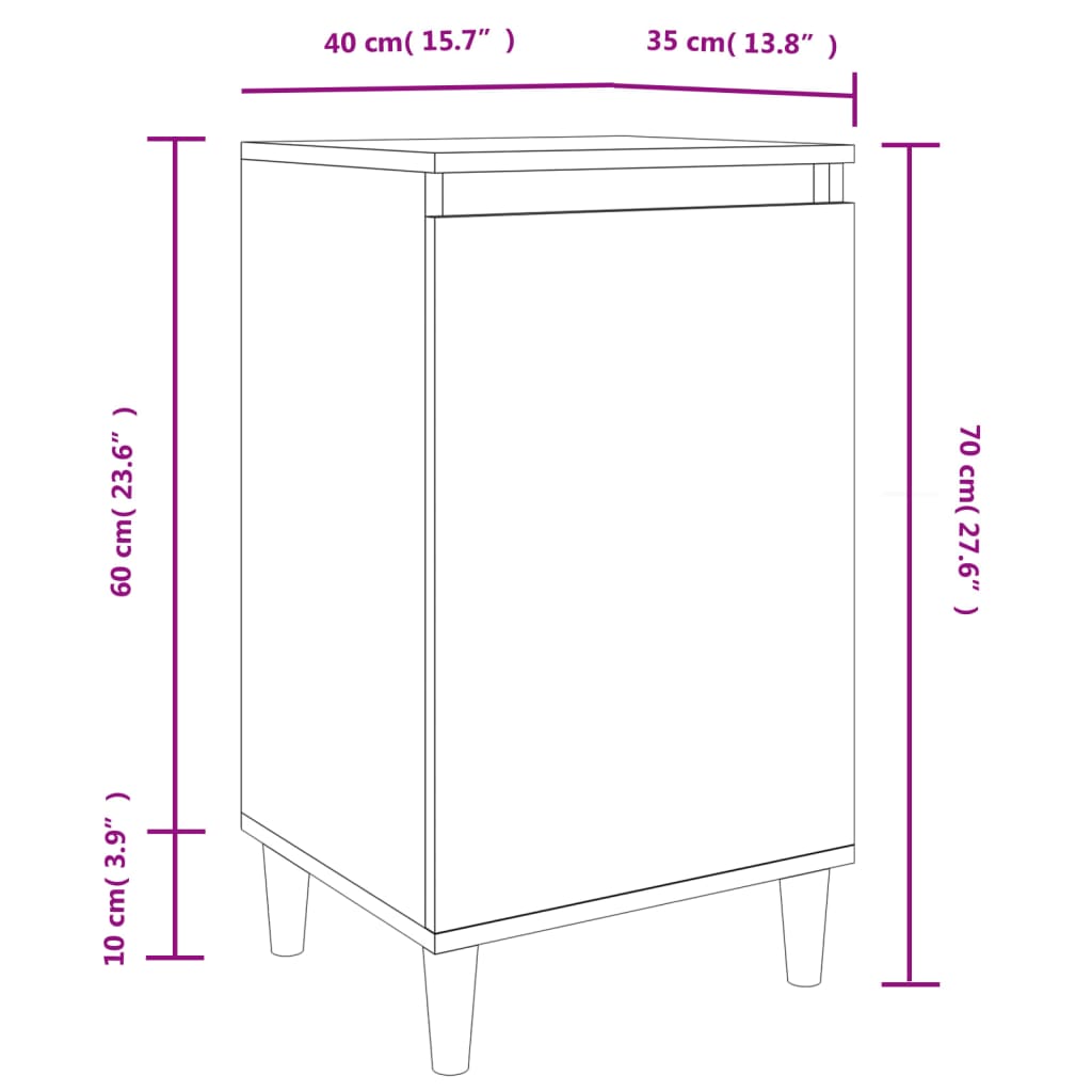 Comodino Nero 40x35x70 cm in Legno Multistrato 819630