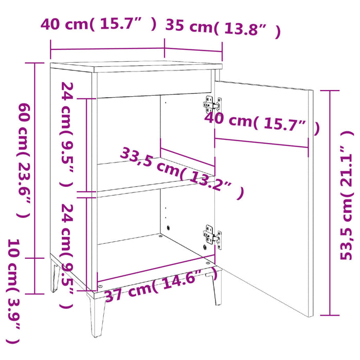 Comodino Bianco 40x35x70 cm in Legno Multistrato 819644