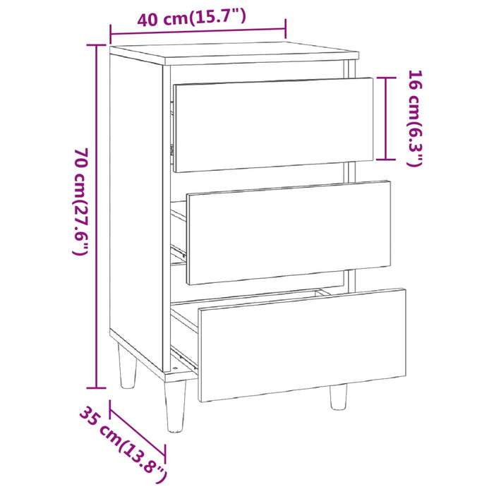 Comodino Rovere Sonoma 40x35x70 cm in Legno Multistrato 819663