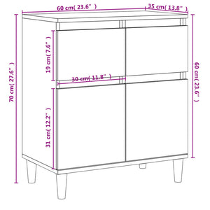 Credenza Nero 60x35x70 cm in Legno Multistrato 819677