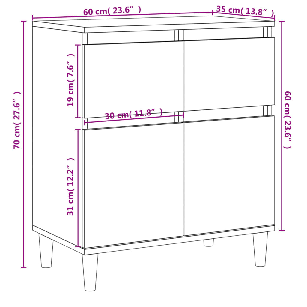 Credenza Rovere Marrone 60x35x70 cm in Legno Multistrato 819683