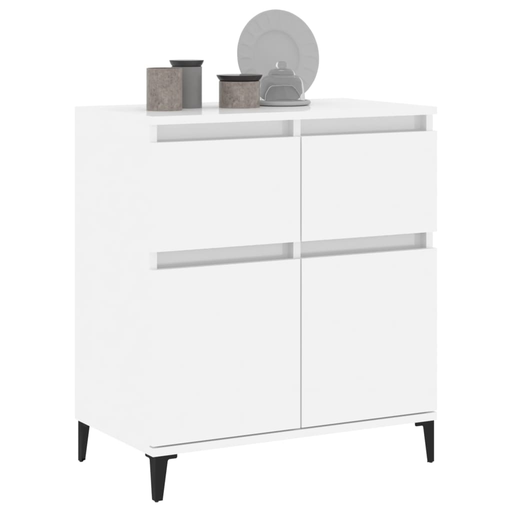 Credenza Bianco Lucido 60x35x70 cm in Legno Multistrato 819686