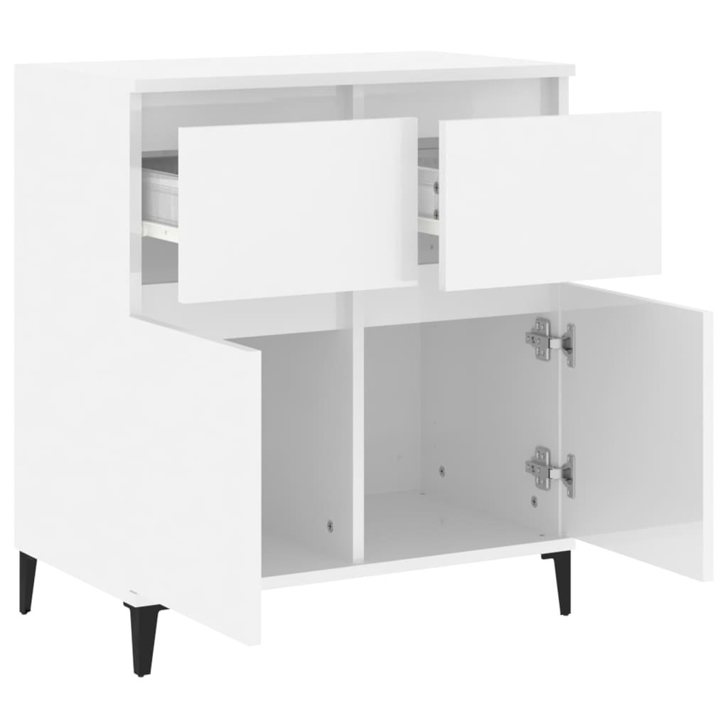 Credenza Bianco Lucido 60x35x70 cm in Legno Multistrato 819686