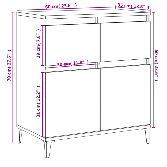 Credenza Grigio Sonoma 60x35x70 cm in Legno Multistrato 819690