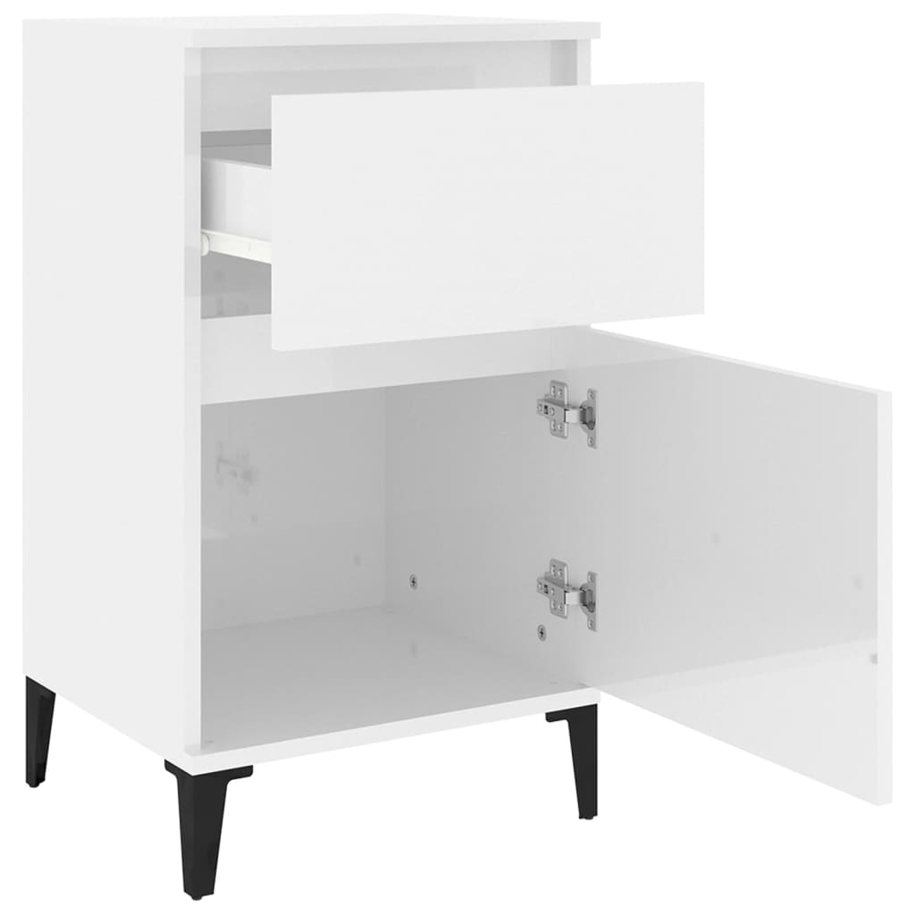 Comodini 2 pz Bianco Lucido 40x35x70 cm 819713