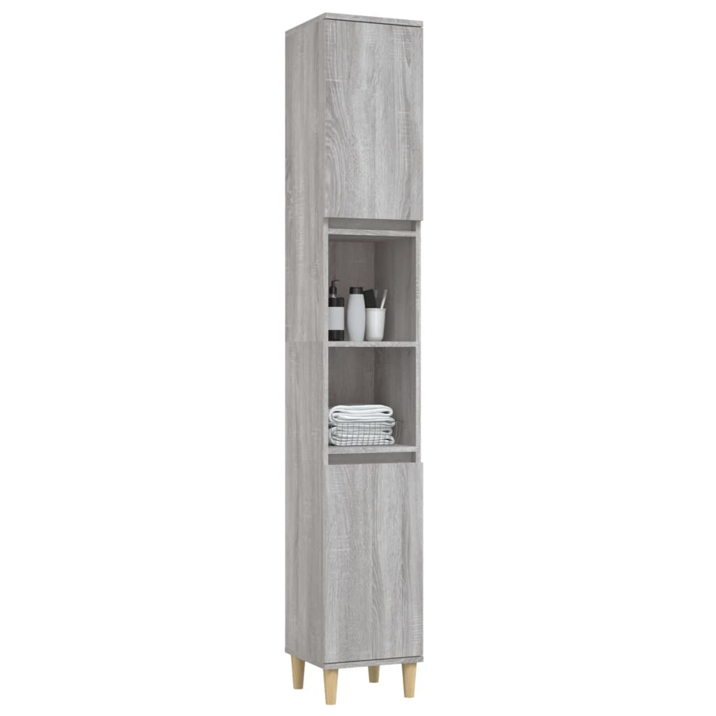 Armadietto Bagno Grigio Sonoma 30x30x190cm in Legno Multistrato 819794