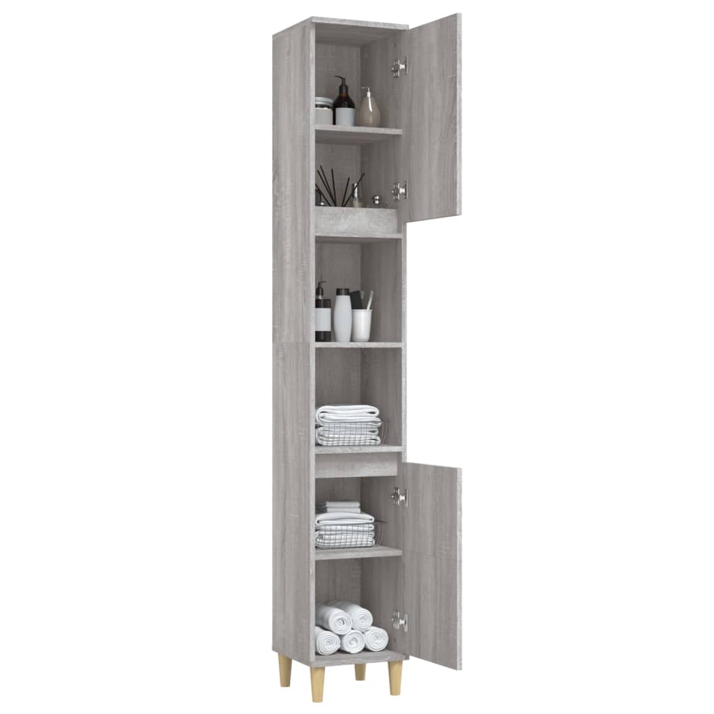 Armadietto Bagno Grigio Sonoma 30x30x190cm in Legno Multistrato 819794