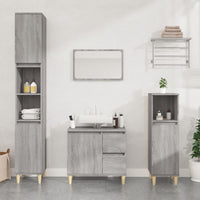 Armadietto Bagno Grigio Sonoma 30x30x190cm in Legno Multistrato 819794