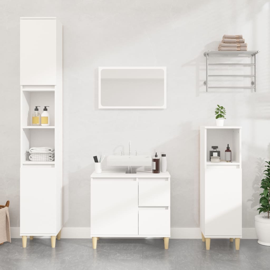 Armadietto da Bagno Bianco 30x30x100 cm in Legno Multistratocod mxl 79051