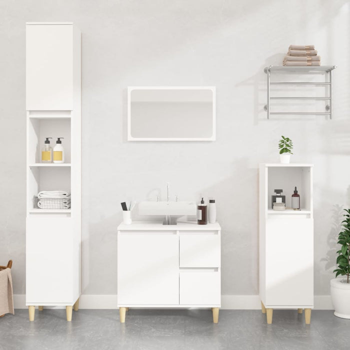 Armadietto da Bagno Bianco 30x30x100 cm in Legno Multistratocod mxl 79051