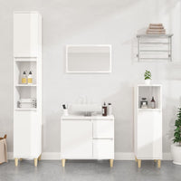 Armadietto Bagno Bianco Lucido 30x30x100cm in Legno Multistratocod mxl 79573