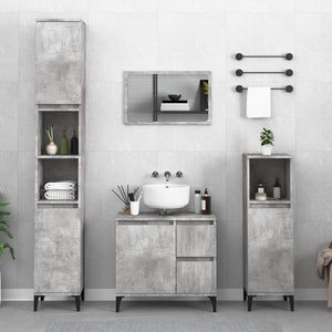 Armadietto Bagno Grigio Cemento 30x30x100 cm Legno Multistratocod mxl 129479