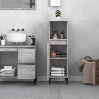 Armadietto Bagno Grigio Sonoma 30x30x100cm in Legno Multistratocod mxl 104436