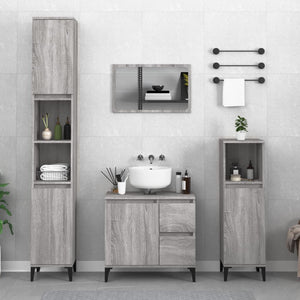 Armadietto Bagno Grigio Sonoma 30x30x100cm in Legno Multistratocod mxl 104436