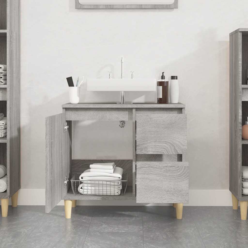 Armadietto Bagno Grigio Sonoma 65x33x60 cm in Legno Multistrato 819826